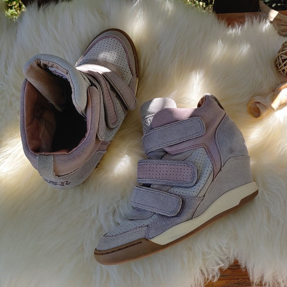 Ash Hi-Tops Wedge Sneakers in Pastel Lavender, Grey and Pink